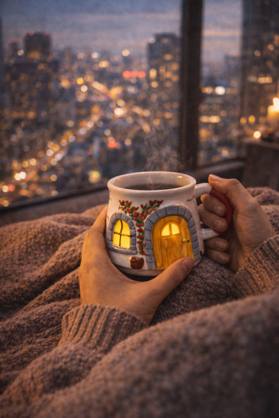 Casa Plus Ev Dekorlu Kabartma Kupa Üç Boyutlu, Mutlu Yuva Figürlü Hediyelik E...