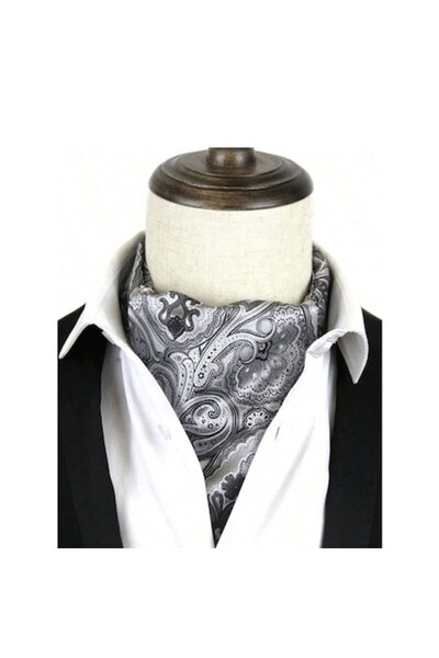 The Casius. Tie Scarf for Men's Shirt, Silver Color with Inserts
