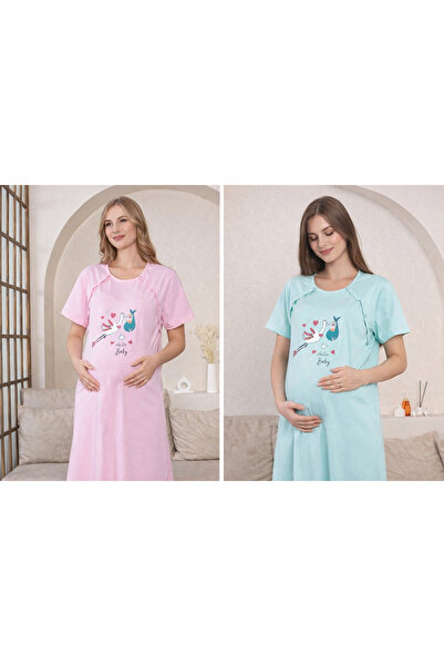MONOTEE Set of 2 Maternity and Nursing Shirts / Blouses 100% Cotton, Maternit...