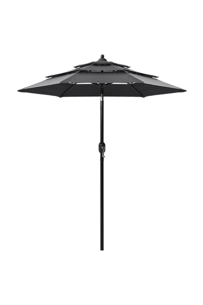 Concept Ομπρέλα ηλίου 3 επιπέδων, αλουμινένιος στύλος, ανθρακί, 2 μ.