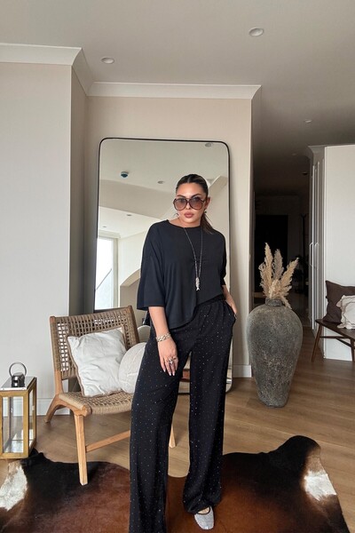 Sohotique By P Matte Satin Trocley Trousers Black