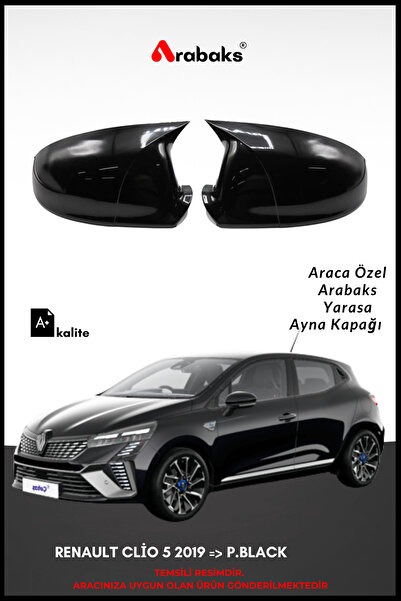 Arabaks RENAULT CLİO 5 2019 => P.BLACK Yarasa Ayna Kapağı 2'li Takım (MUGEN T...