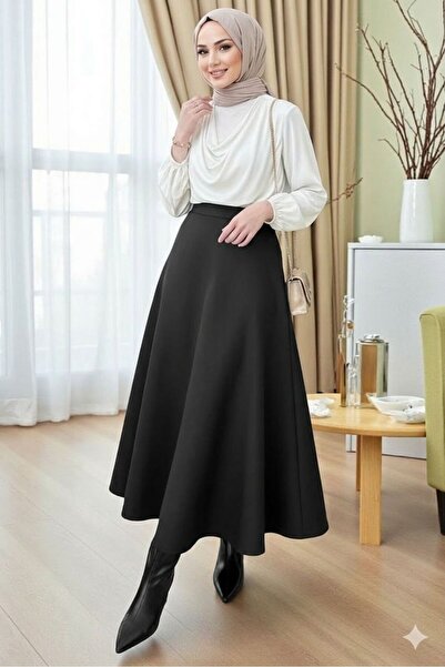 onlymoon Scuba Fabric Hijab Skirt High Waist |   Straight Cut Modern Comforta...