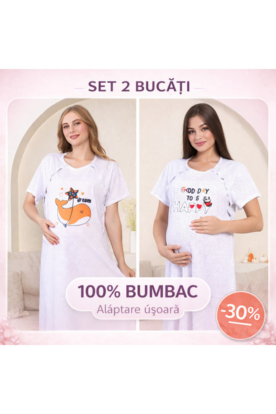 MONOTEE Set of 2 Maternity and Nursing Shirts / Blouses 100% Cotton, Maternit...