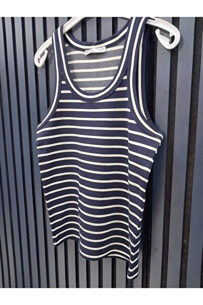 KAROL Wide Collar Undershirt Navy Blue