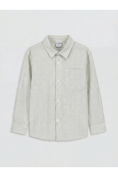 LC Waikiki Lcw Kids Blue Striped Linen Blended Boy's Shirt