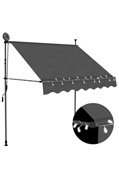 Concept Τέντα χειροκίνητα αναδιπλούμενη με LED, ανθρακί, 200 cm