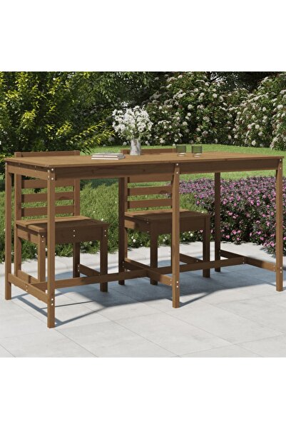 Concept Τραπέζι κήπου, μελί καφέ, 203,5x90x110 εκ., μασίφ ξύλο πεύκου