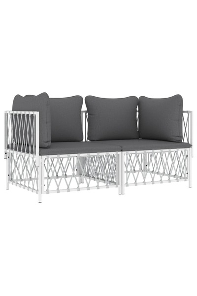 Concept Σετ επίπλων κήπου, 2 τεμάχια, με μαξιλάρια, λευκό, ατσάλι