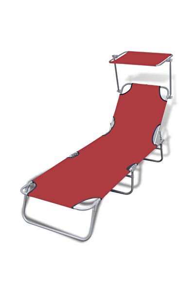 Concept Șezlong pliabil cu protecție solară 189 x 58 x 27 cm, Roșu