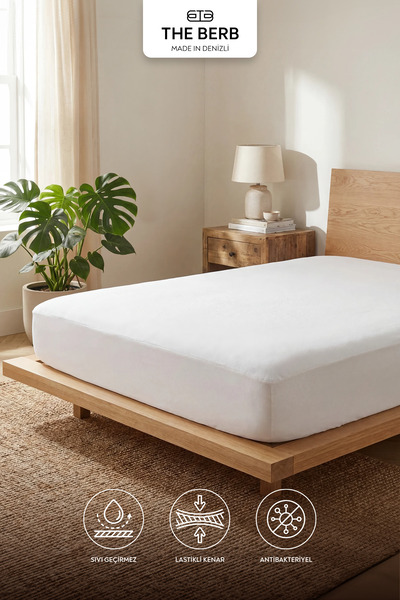The Berb Protector de saltea micro 100% impermeabil I |   Protector de saltea elastic |   Dimensiuni Pat Simplu, Dublu, King Size |   Alb