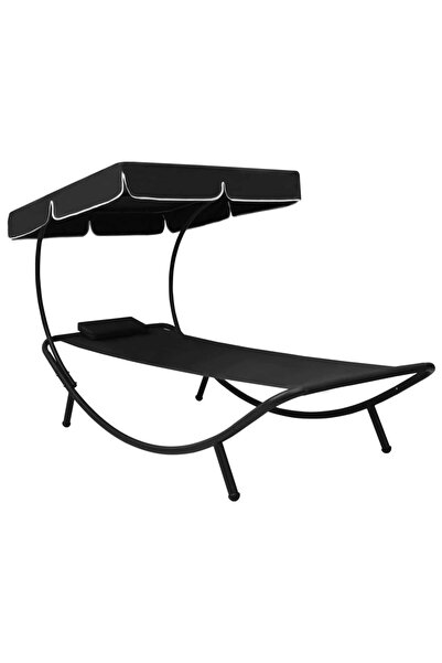 Concept Σεζλόνγκ εξωτερικού χώρου με ουρανό και Μαξιλάρι, μαύρο