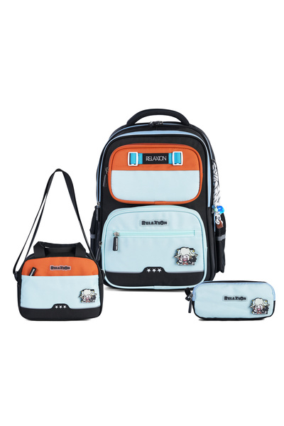 nacar çarşı Relaxion 1814 Black Blue Boys' 3-Piece Primary School Set O Bag &...