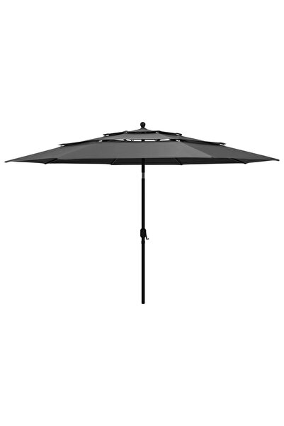 Concept Ομπρέλα ηλίου 3 επιπέδων, αλουμινένιος στύλος, ανθρακί, 3,5 μ.
