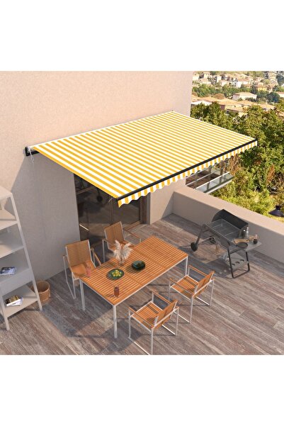 Concept Αυτόματη αναδιπλούμενη τέντα, κίτρινη και λευκή, 500x350 εκ.