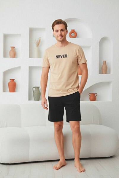 SEBOTEKS %100 Cotton Lu Short Sleeve Pocketed Men's Shorts Pajama Set 2016