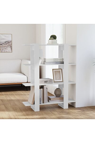 Concept Bibliotecă/Separator cameră, alb, 100x30x123,5 cm