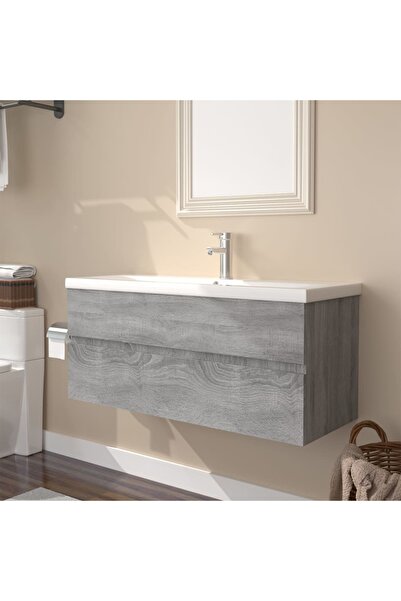 Concept Dulap de chiuvetă cu bazin încorporat gri sonoma lemn prelucrat