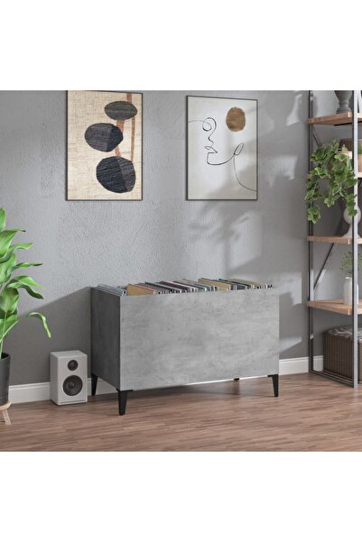 Concept Dulap pentru discuri, gri beton, 74,5x38x48 cm, lemn prelucrat