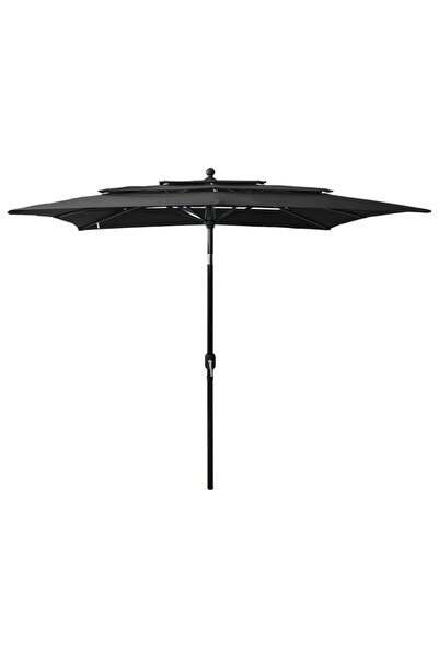 Concept Ομπρέλα ηλίου 3 επιπέδων, αλουμινένιος στύλος, μαύρο, 2,5x2,5 μ.