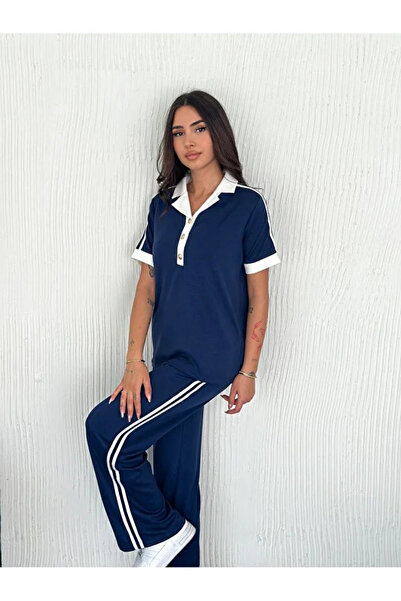 CyRo Women's Modal Fabric Short Sleeve Polo Collar Tracksuit Set