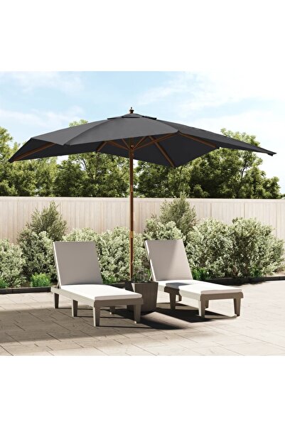 Concept Ξύλινο κοντάρι ομπρέλας κήπου, μαύρο, 300x300x273 εκ.