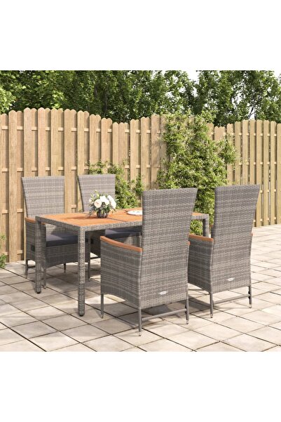 Concept Σετ επίπλων κήπου 5 τεμαχίων με μαξιλάρια, γκρι, πολυρατάν