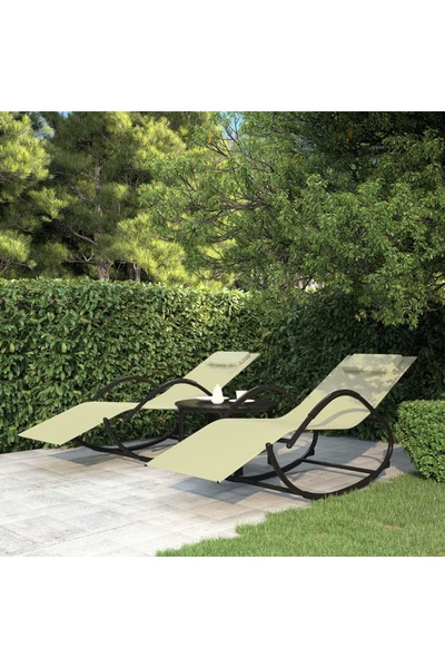 Concept Κουνιστές πολυθρόνες παραλίας, 2 τεμ., κρεμ, ατσάλι και υφασμάτινο