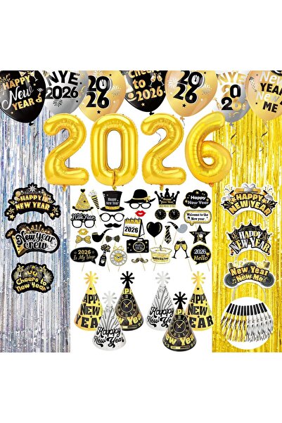Dpkow 77pcs Glitter 2026 New Year's Eve Decorations Kit