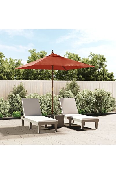Concept Umbrelă de grădină cu stâlp din lemn, cărămiziu, 198x198x231 cm