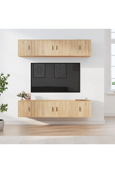 Concept Set dulap TV, 6 piese, stejar sonoma, lemn prelucrat