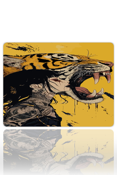urzuva Wild Tiger Gaming Oyuncu XXL Mouse Pad Kaydırmaz Dikişli Mousepad 40x3...