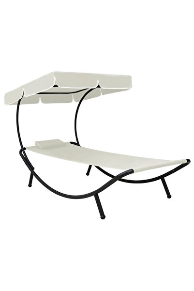 Concept Σεζλόνγκ εξωτερικού χώρου με ουρανό και Μαξιλάρι, κρεμ λευκό