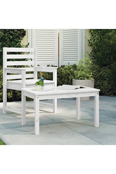 Concept Τραπέζι κήπου, λευκό, 82,5x50,5x45 cm, μασίφ ξύλο πεύκου