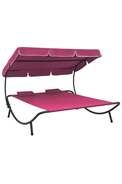 Concept Pat șezlong de exterior cu baldachin și perne, roz