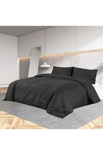 Concept Σετ παπλωματοθήκης, μαύρο, 200x200 εκ., Βαμβάκι