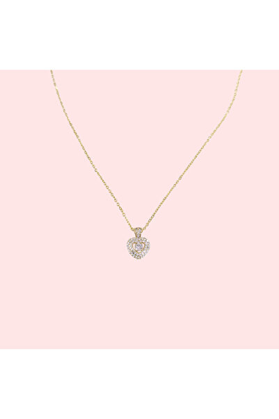 Güler Yüzlü Silver Xuping 10 mm Stone Heart Necklace 45+5 cm Gold