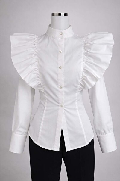 DANIELITE COUTURE White shirt with Ruffled