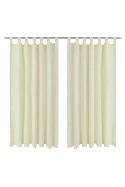 Concept Μικρο-σατέν κουρτίνες με κορδόνια, 140 x 245 cm, κρεμ, 2 τεμ.