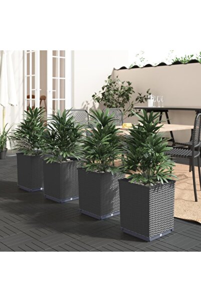 Concept Γλάστρες, 4 τεμ., μαύρες, 30x30x37 cm, πολυπροπυλένιο