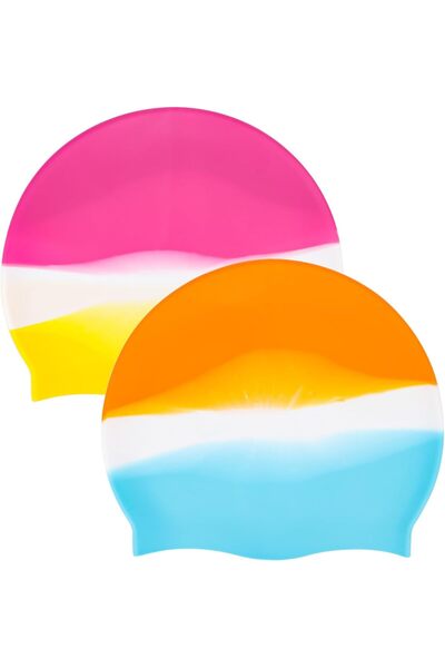 NO BRAND Pack of 2 Swimming Caps, Adult Men and Women, Long Hair, Summer Ear ...