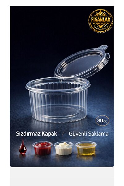 figanlar ambalaj 80 cc Sos Kabı Kapaklı Şeffaf Sosluk Plastik Sızdırmaz Kabı ...