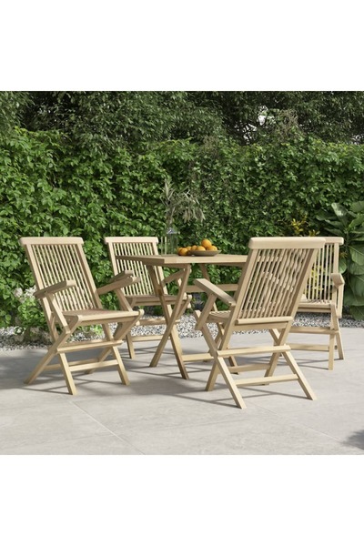 Concept Πτυσσόμενες καρέκλες κήπου 4 τεμ. γκρι 56x61x89 εκ. από μασίφ ξύλο τικ