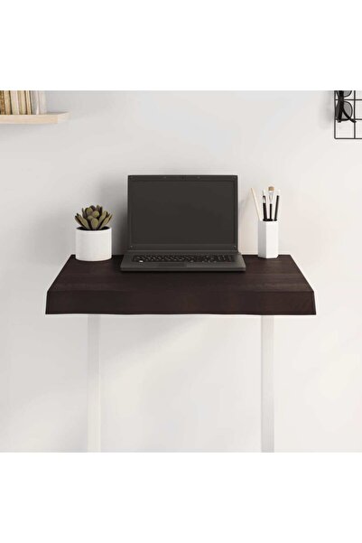 Concept Blat birou, gri închis, 60x50x6 cm, lemn masiv stejar tratat