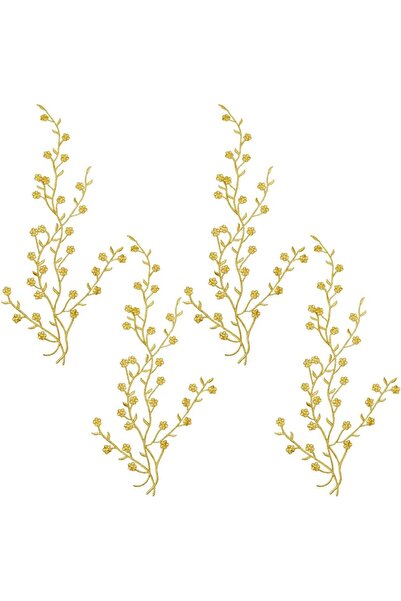 CRASPIRE 4pcs Gold Flower Blossom Embroidery Applique