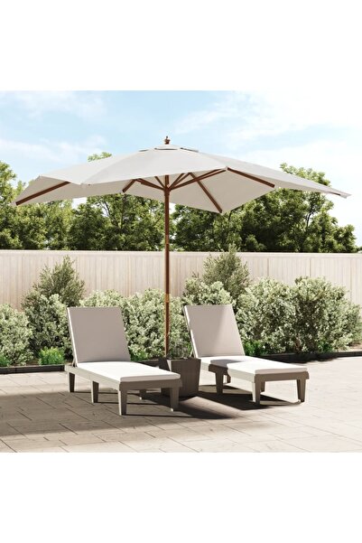 Concept Umbrelă de grădină stâlp din lemn, nisipiu, 300x300x273 cm