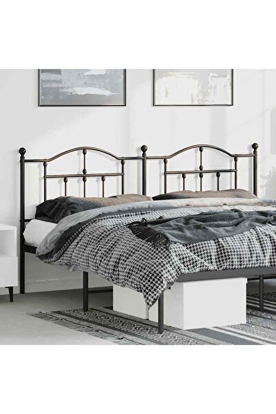 Concept Tăblie de pat metalică, negru, 180 cm