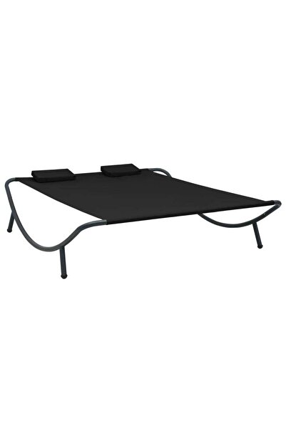 Concept Pat șezlong de exterior, negru, material textil