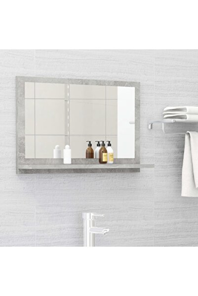 Concept Dulap de baie cu oglindă, gri beton, 60 x 10,5 x 37 cm, PAL