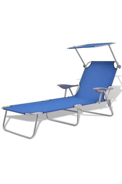 Concept Ξαπλώστρα θαλάσσης με τέντα, μπλε, ατσάλινη